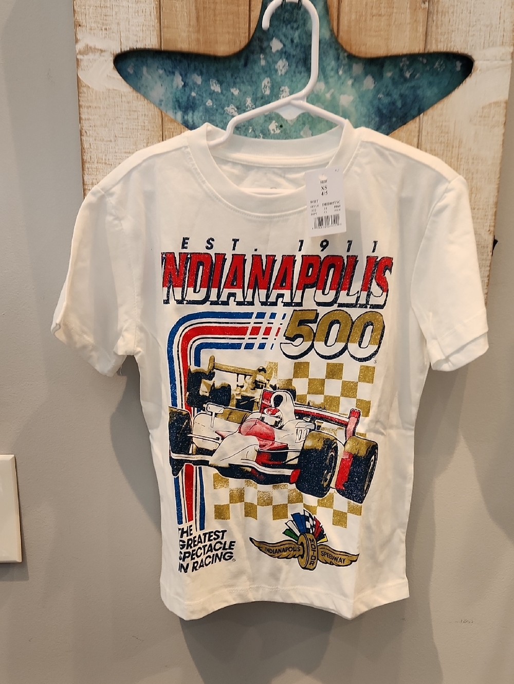 NWT Indianapolis 500 Kids Graphic Tee - White Sz XS (4/5)
